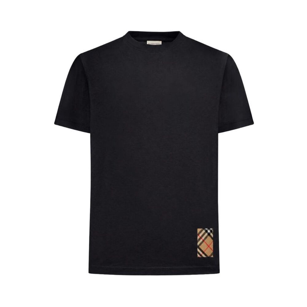 Burberry Men Cotton T-Shirt With Check Applique